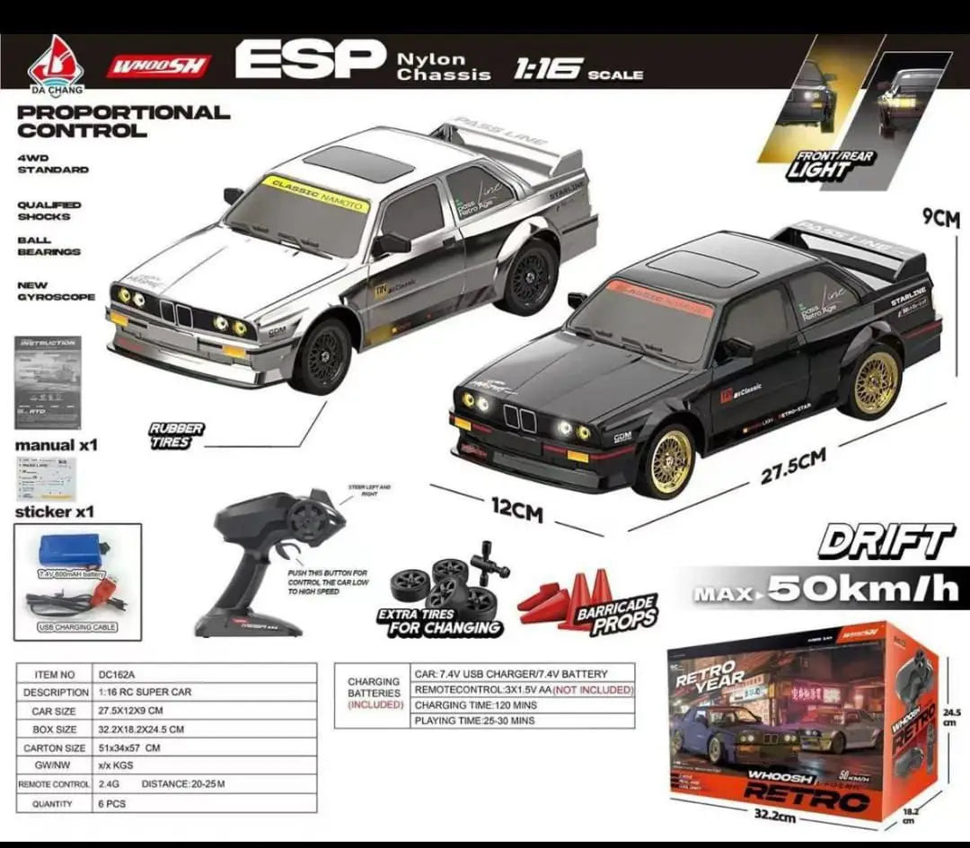 Whoosh metal RC car ( BMW E30 RTR ) |1 : 16 | Gyro | 4WD | Drift | 50km/H