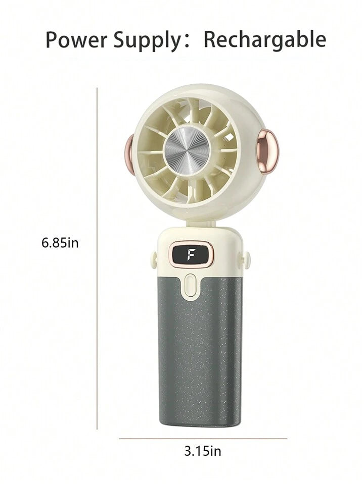 2-In-1 Folding Desktop And Handheld Fan, 1200mAh Rechargeable Battery, 3-Speed Adjustable Wind, type c charging - Kidspark
