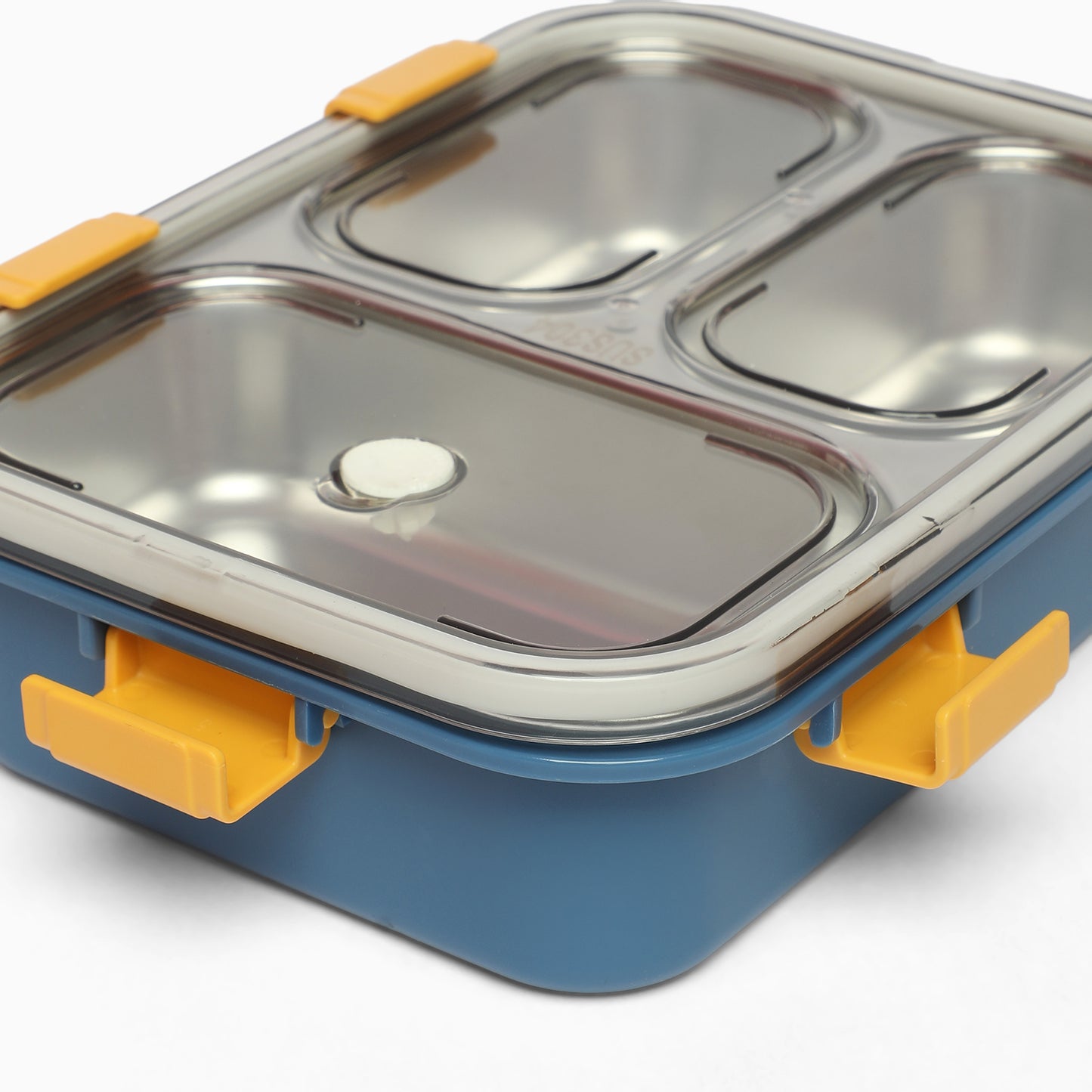 3 compartment Triple Grid stainless-Steel Lunch Box -750 ML (blue) - Kidspark