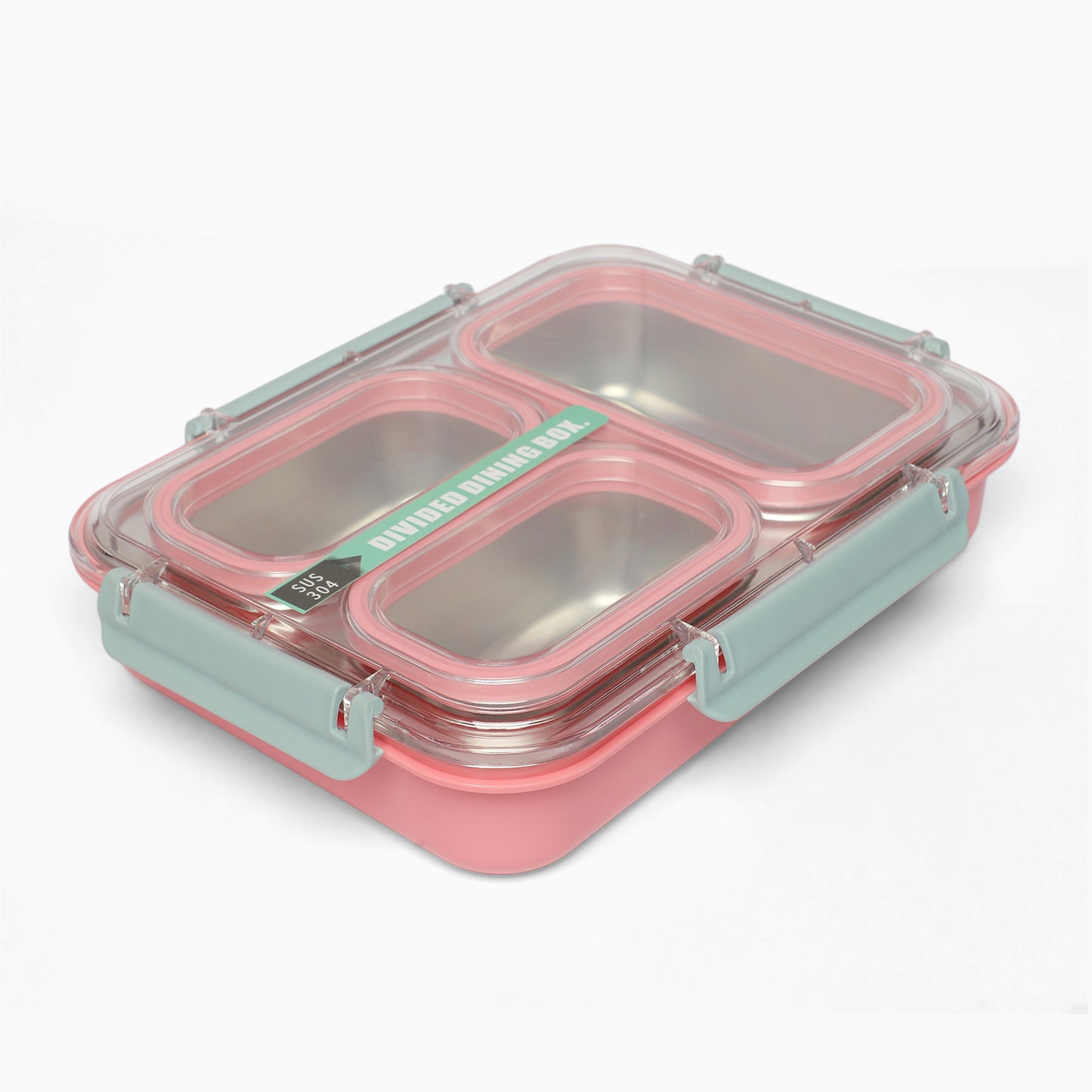 Stainless Steel 3-Compartment 1.2L Lunch Boxes: Durable and Eco-Friendly (pink) - Kidspark