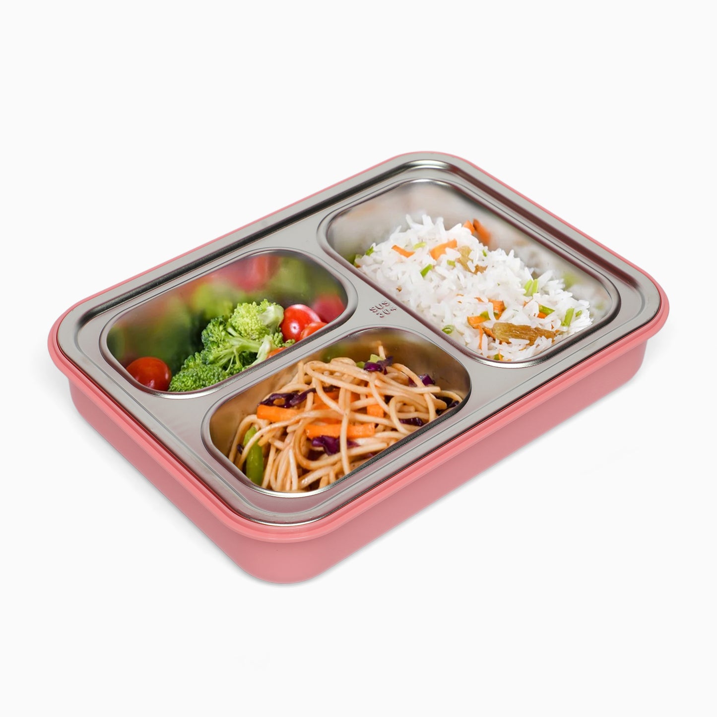 Stainless Steel 3-Compartment 1.2L Lunch Boxes: Durable and Eco-Friendly (pink) - Kidspark