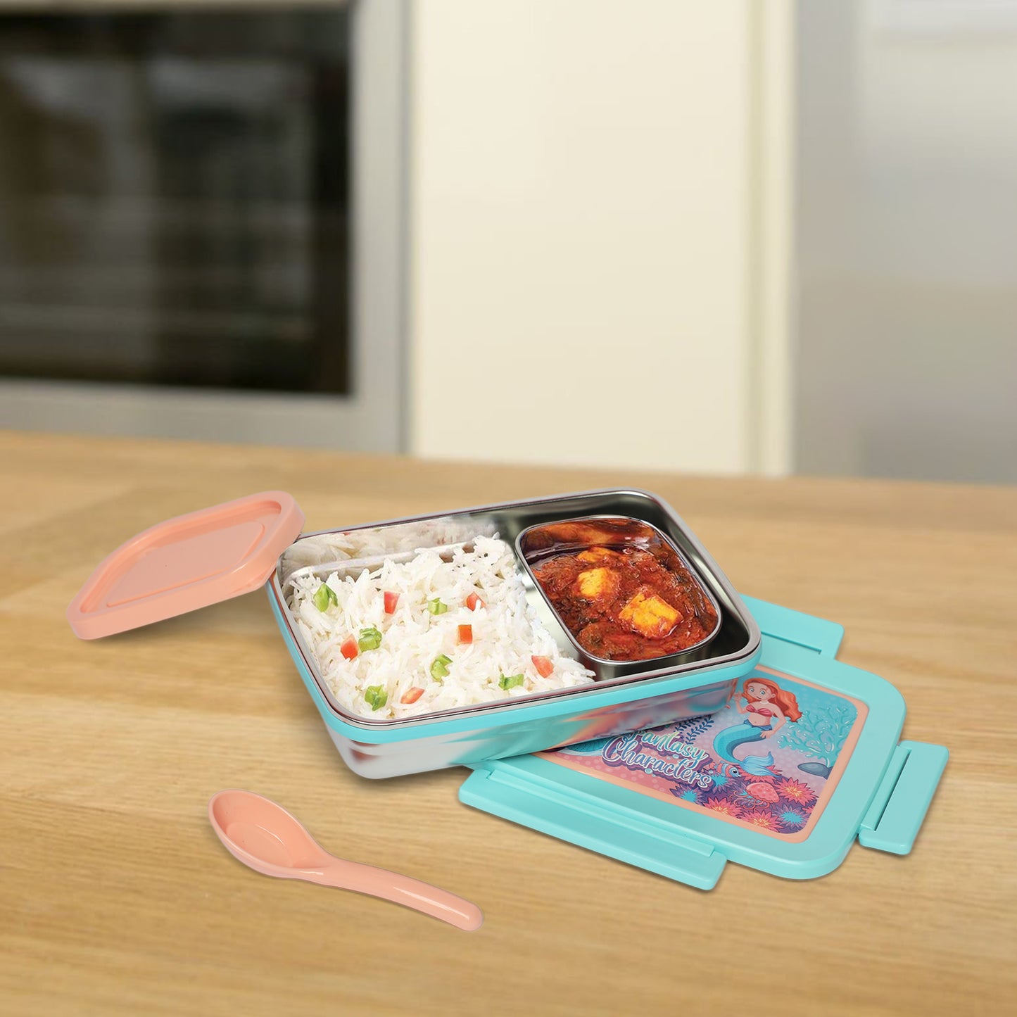 Mermaid Stainless steel 2 compartment lunch boxes : durable and stylish - Kidspark