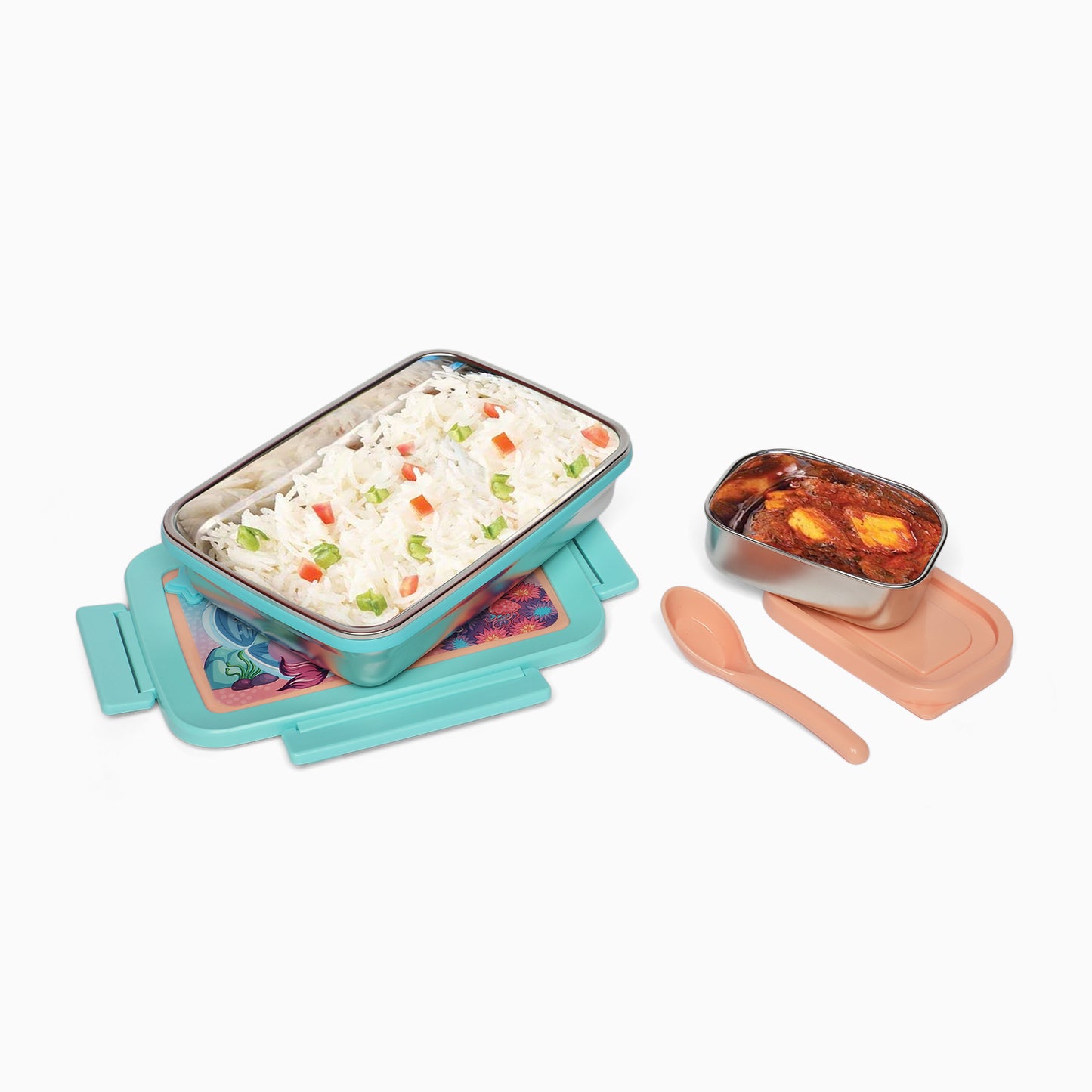 Mermaid Stainless steel 2 compartment lunch boxes : durable and stylish - Kidspark