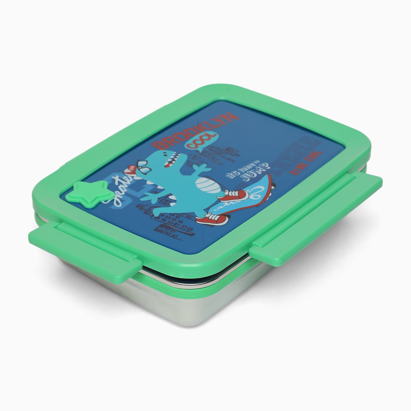 Dino Stainless steel 2 compartment lunch boxes : durable and stylish - Kidspark