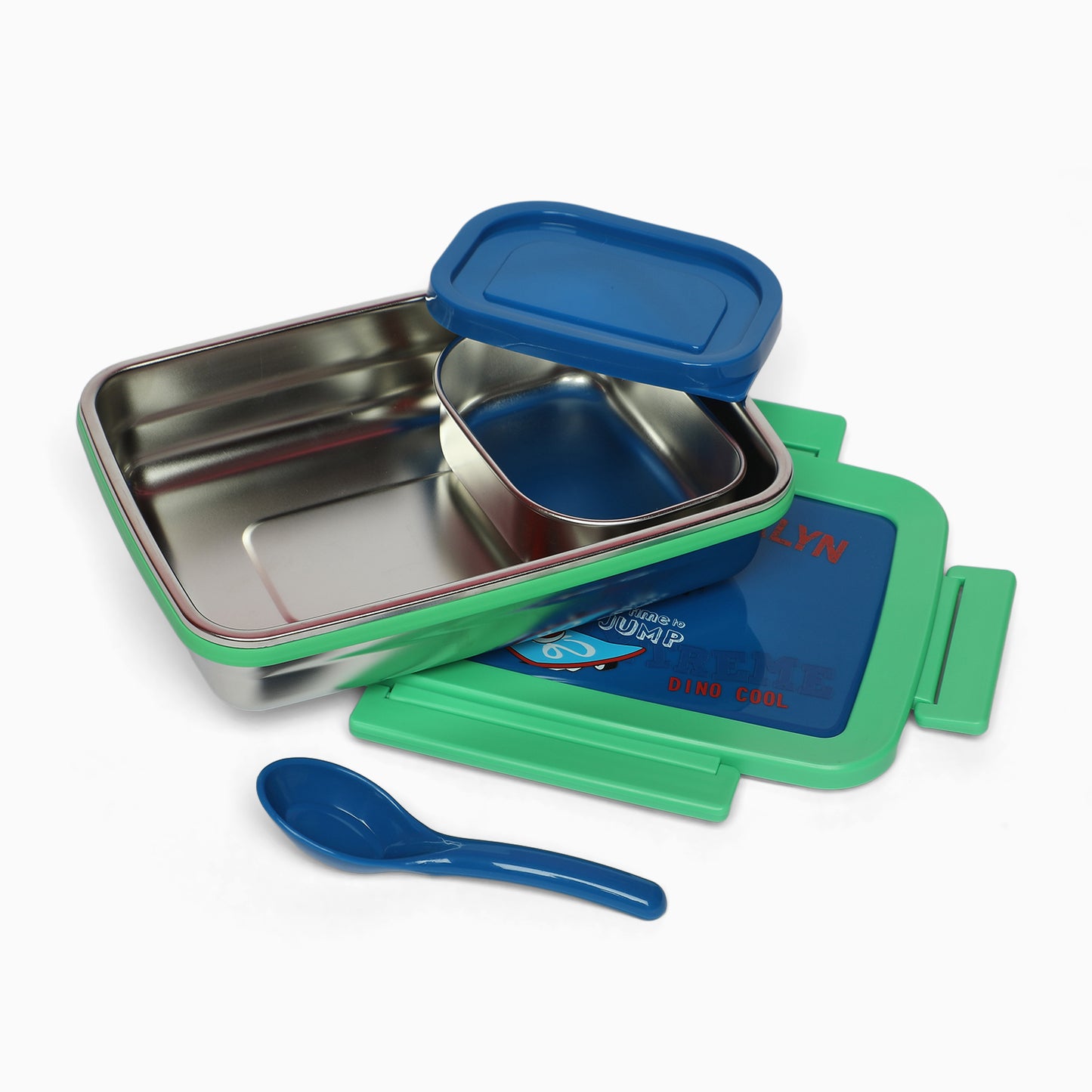 Dino Stainless steel 2 compartment lunch boxes : durable and stylish - Kidspark