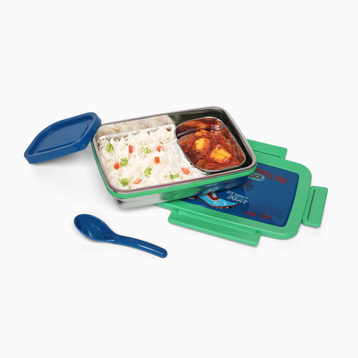 Dino Stainless steel 2 compartment lunch boxes : durable and stylish - Kidspark