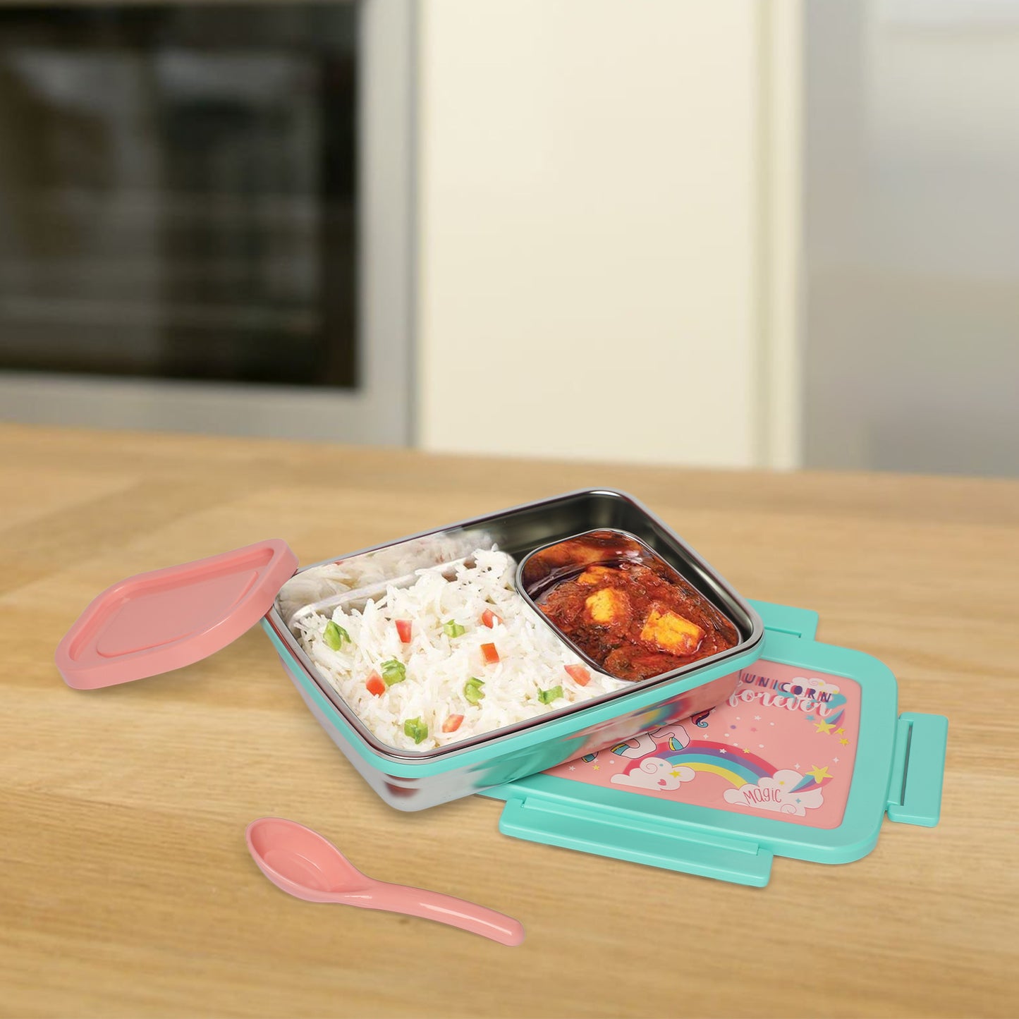 Unicorn Stainless steel 2 compartment lunch boxes : durable and stylish - Kidspark