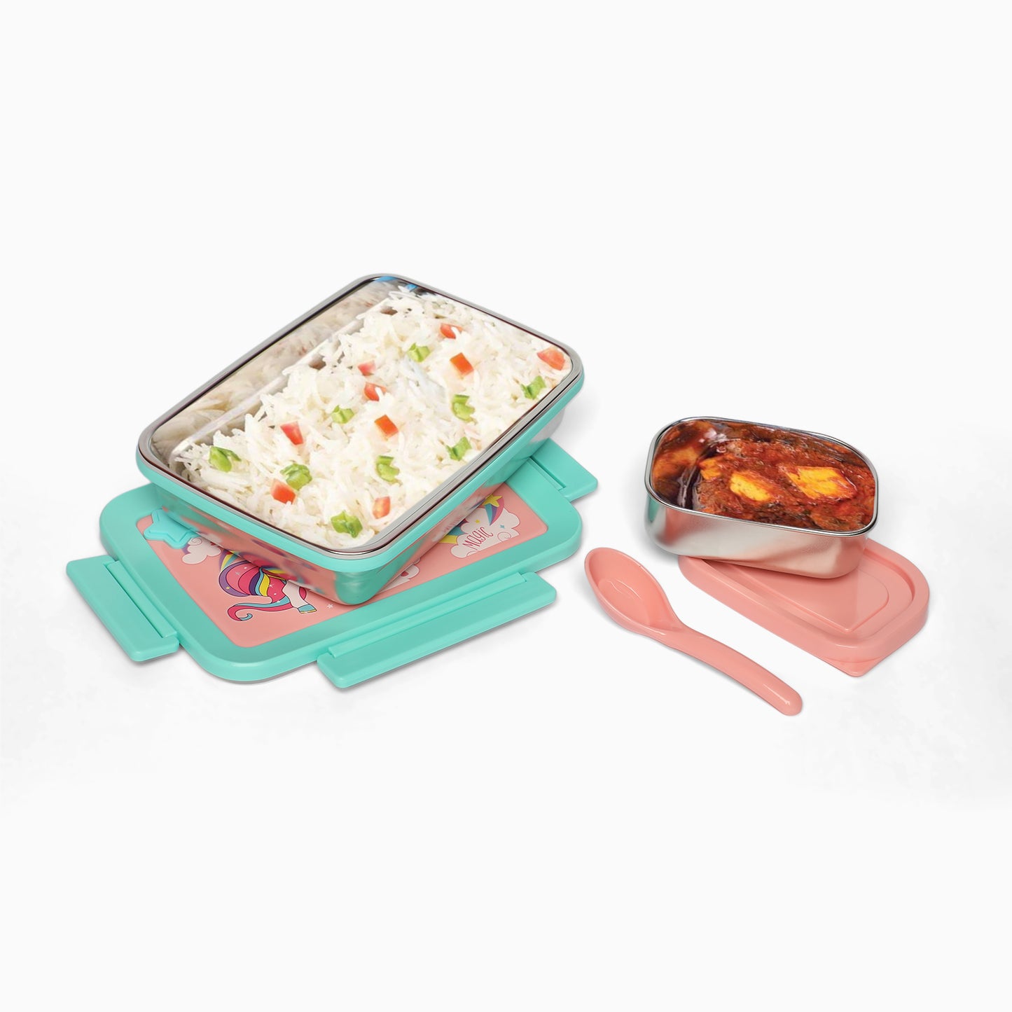 Unicorn Stainless steel 2 compartment lunch boxes : durable and stylish - Kidspark