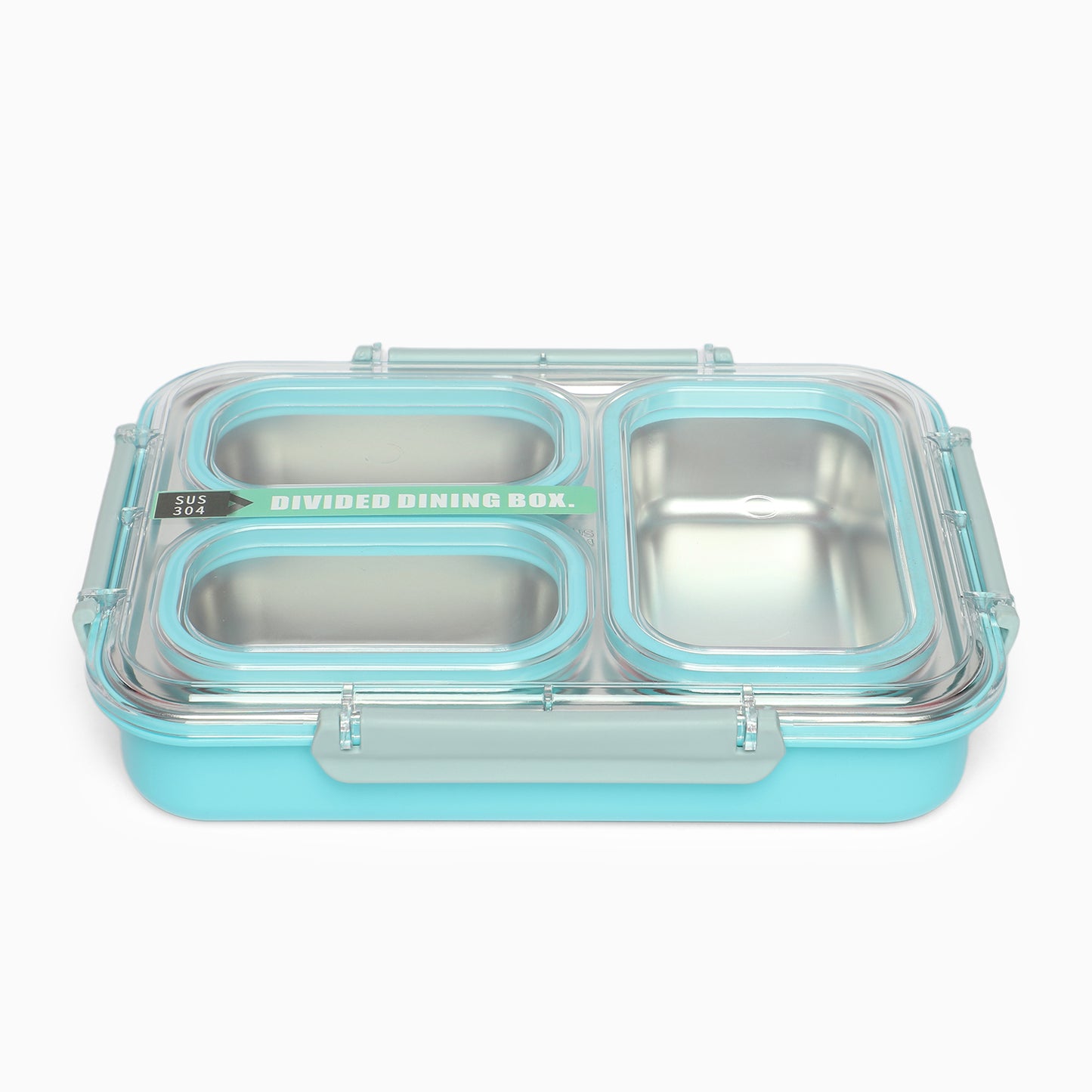 Stainless Steel 3-Compartment 1.2 L Lunch Boxes: Durable and Eco-Friendly (blue) - Kidspark