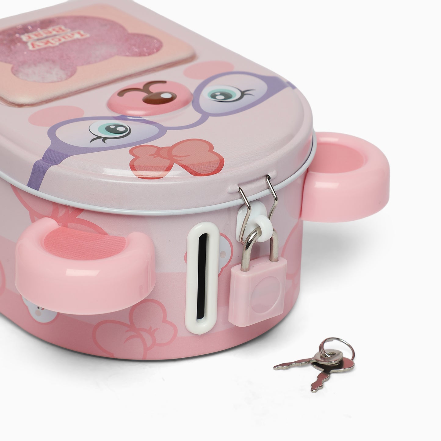 pink Teddy money bank with lock & key for kids - Kidspark