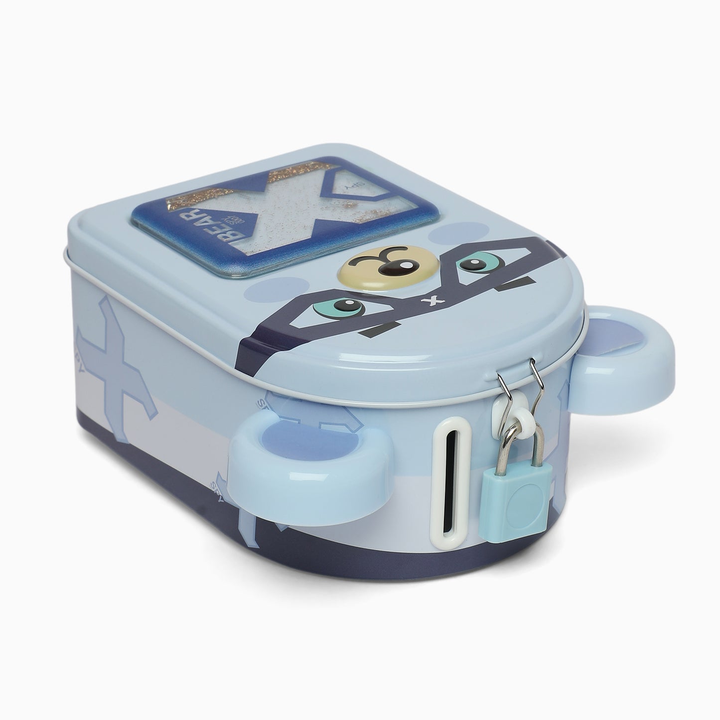 blue Teddy money bank with lock & key for kids - Kidspark