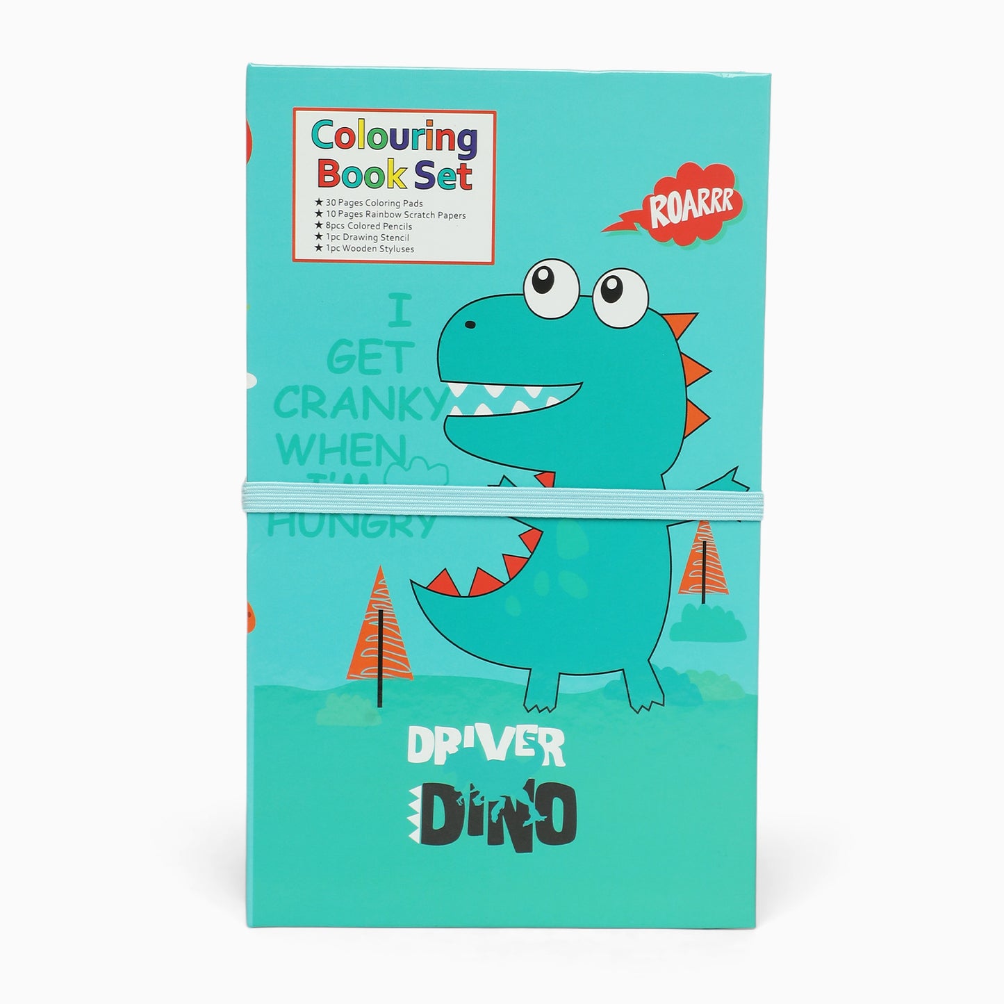 Dino 3 fold colouring book with scratch notes and colouring pencil & stencil - Kidspark