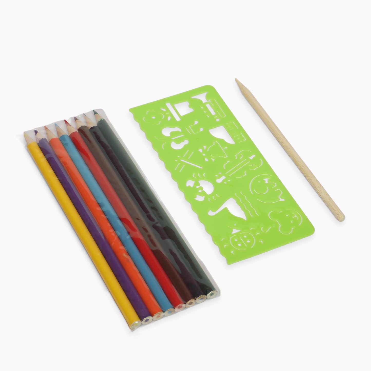 Dino 3 fold colouring book with scratch notes and colouring pencil & stencil - Kidspark