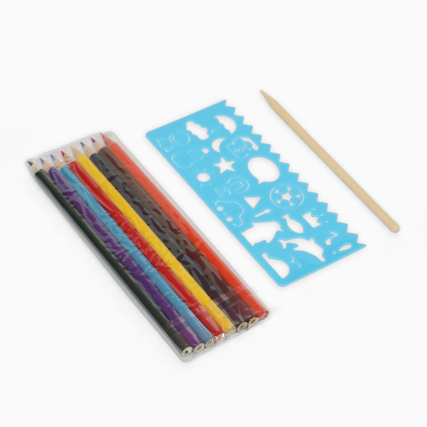 space 3 fold colouring book with scratch notes,colouring pencil and stencil - Kidspark
