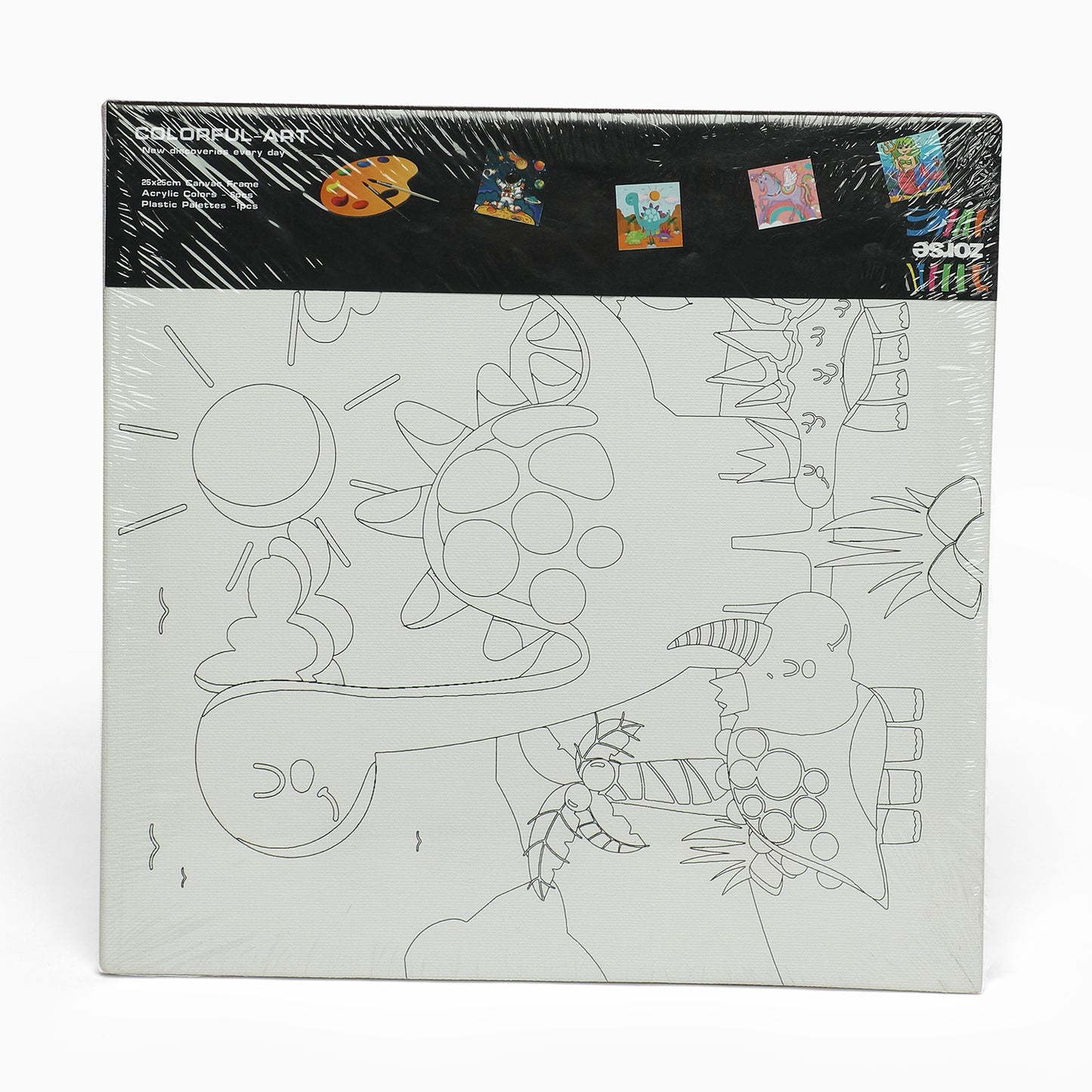 ZORSE Dino six shades of Expression wooden frame canvas painting set 25 x25cm - Kidspark