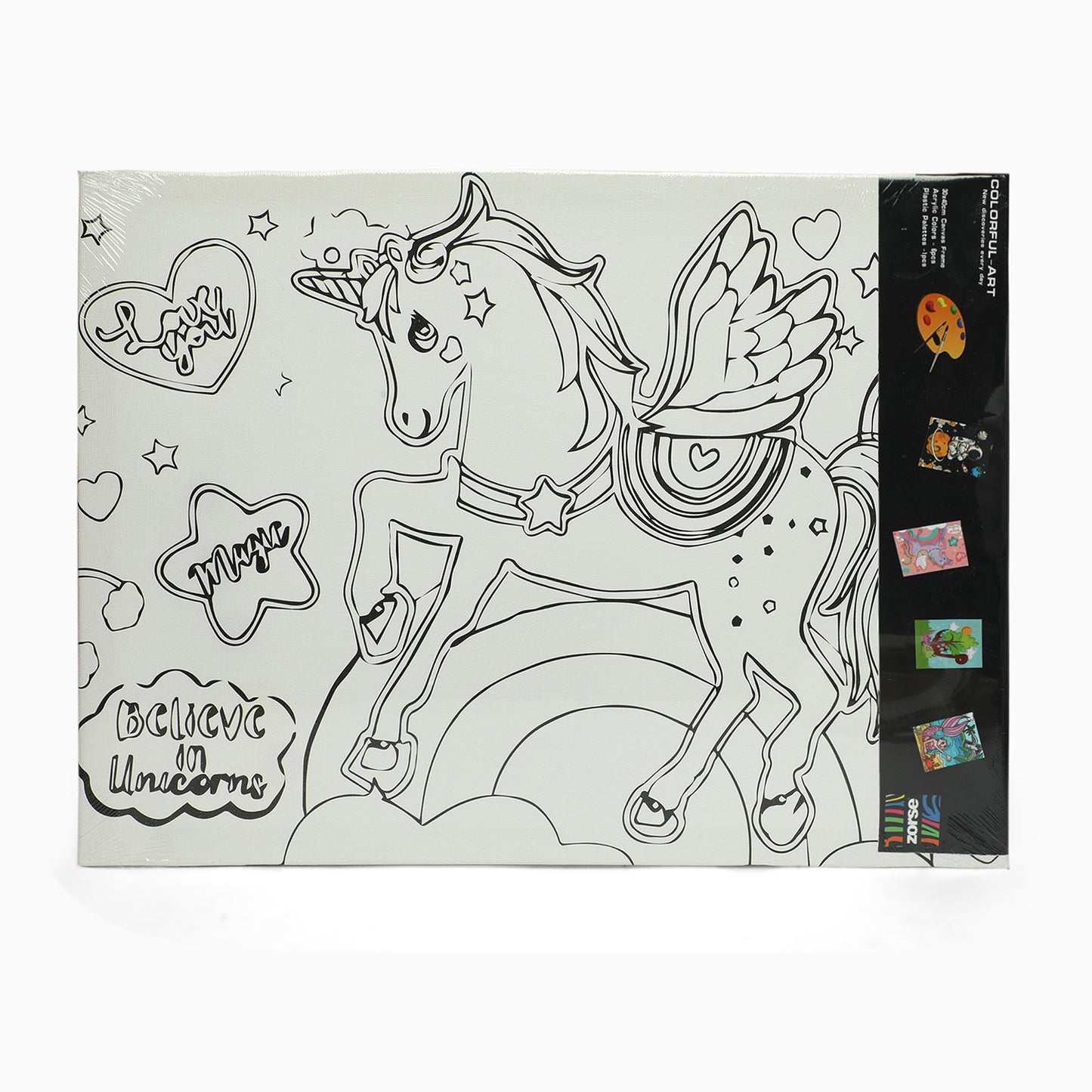 ZORSE unicorn six shades of Expression wooden frame canvas painting set 30 x 40cm - Kidspark
