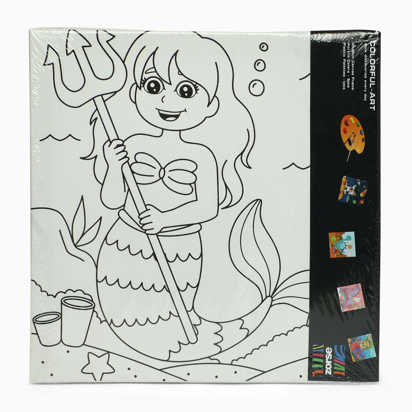 ZORSE Mermaid six shades of Expression wooden frame canvas painting set 25 x 25cm - Kidspark