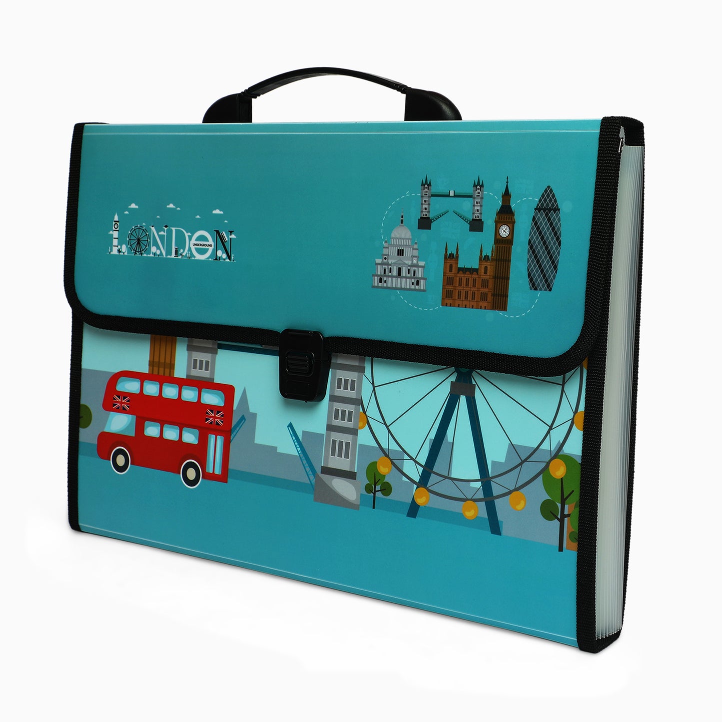 ZORSE London Themed Professional File Folders for Certificates, Documents Bag Document Holder (blue) - Kidspark