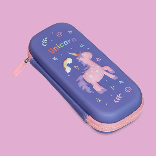 School Kids Hard Case unicorn purple Print Pencil Pouch small size - Kidspark