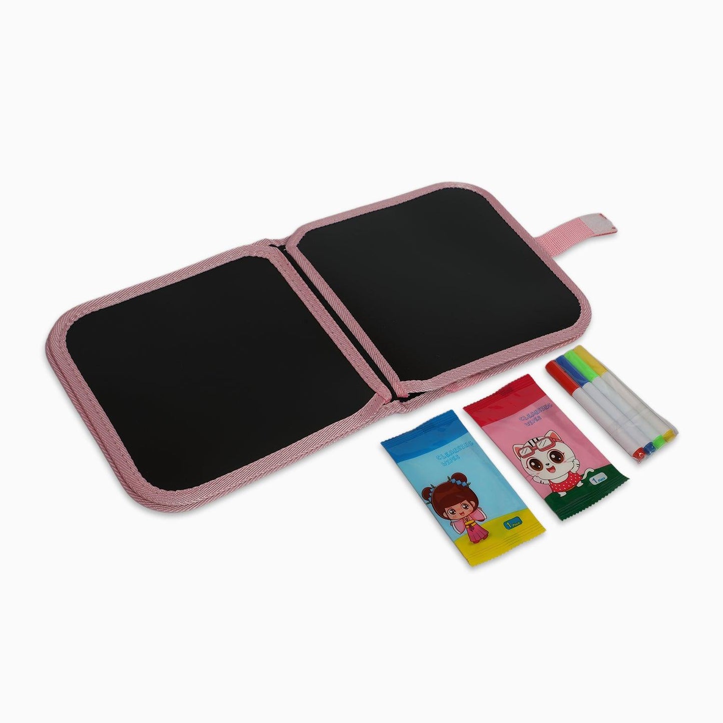 Premium Quality Kids Erasable Doodle Book - Random Print - 6 sided 4 markers multi color pink - Kidspark