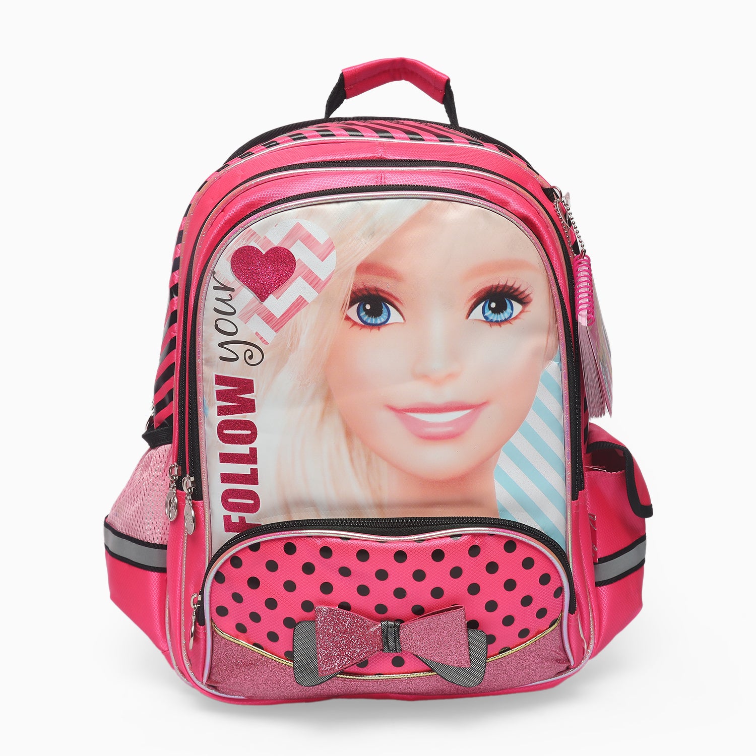 Premium Quality Barbie Princess Bag For School Student (pink stripes) - Kidspark
