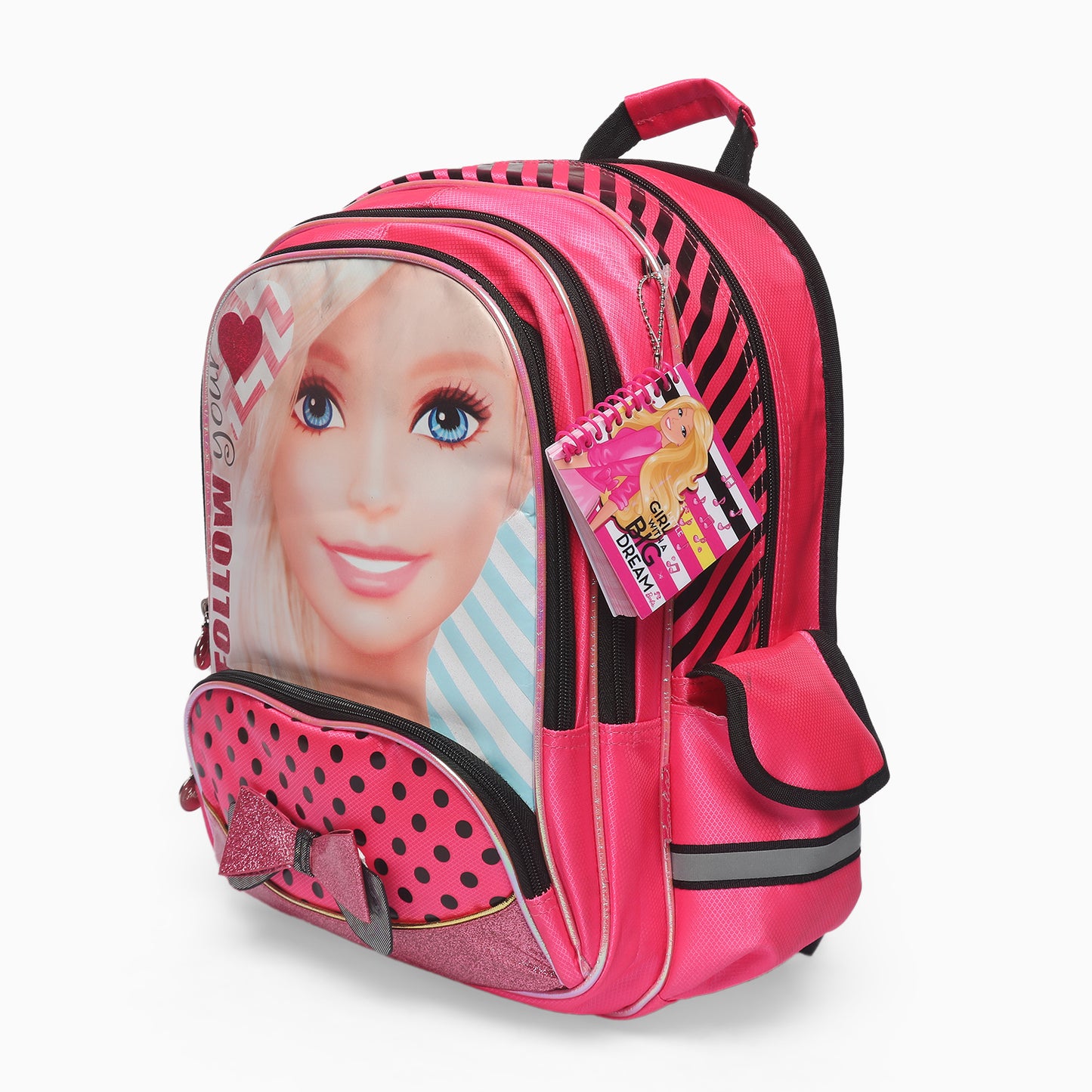 Premium Quality Barbie Princess Bag For School Student (pink stripes) - Kidspark