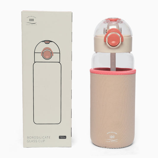 Water Bottle With Jute Cover For Travel Use Glass Bottle 600ML (skin colour) - Kidspark