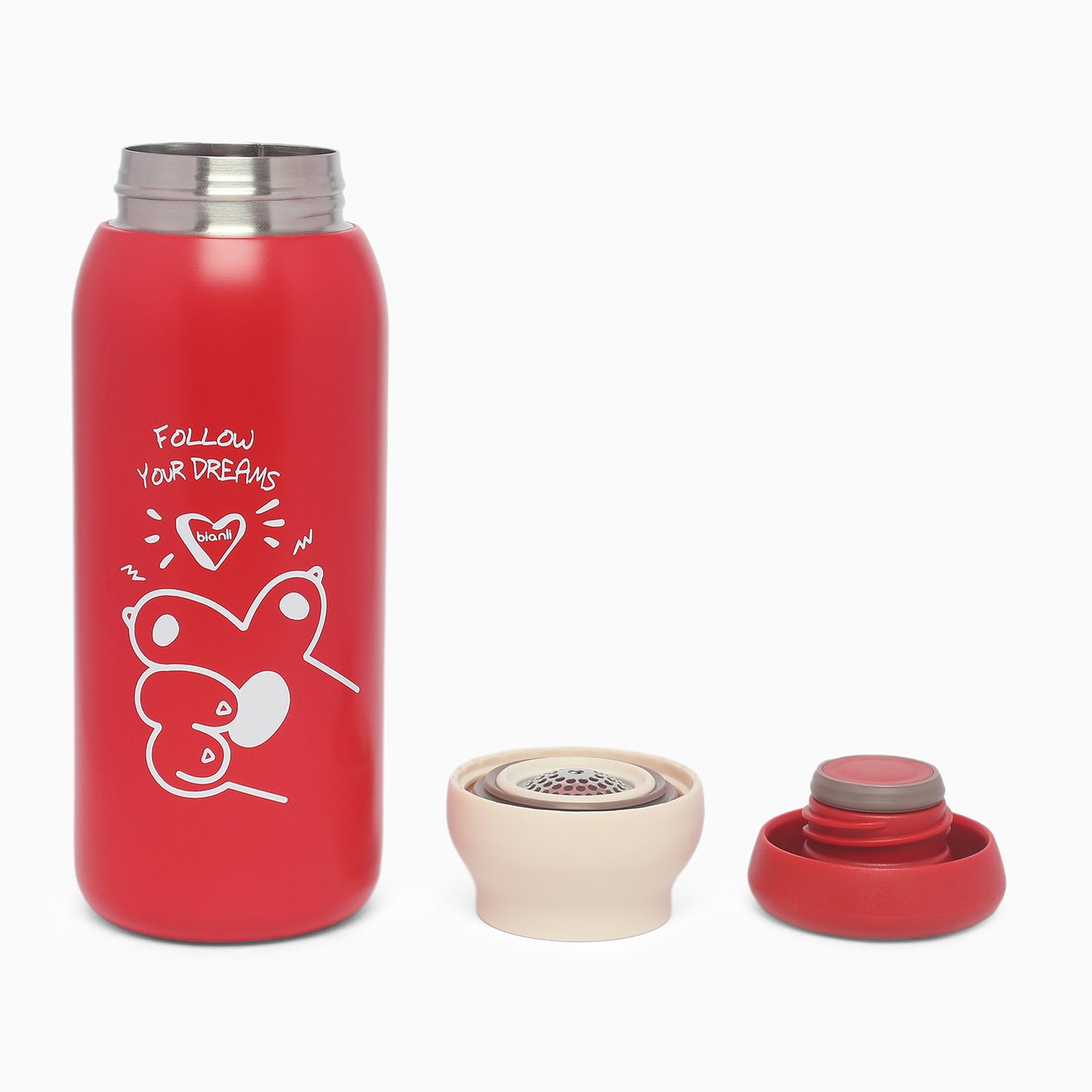 Stainless Steel Double-Wall Vacuum Insulated Bottle (430ml) For Kids (red) - Kidspark
