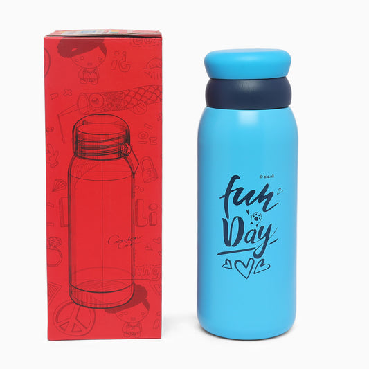 Stainless Steel Double-Wall Vacuum Insulated Bottle (430ml) For Kids Blue Fun Day Variant - Kidspark