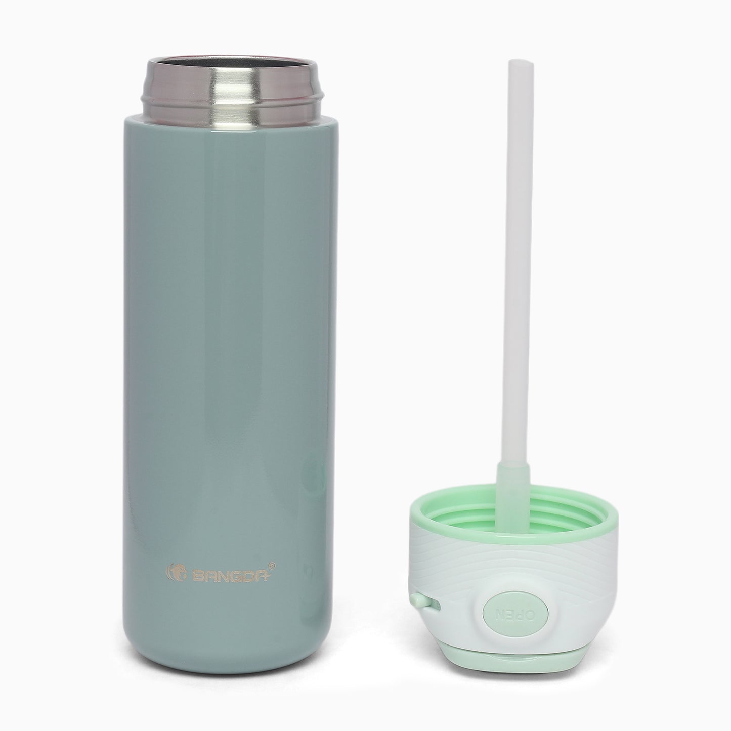 Premium quality vacuum stainless steel insulated sipper bottle lockable popup lid- 450ml (pewter grey) - Kidspark