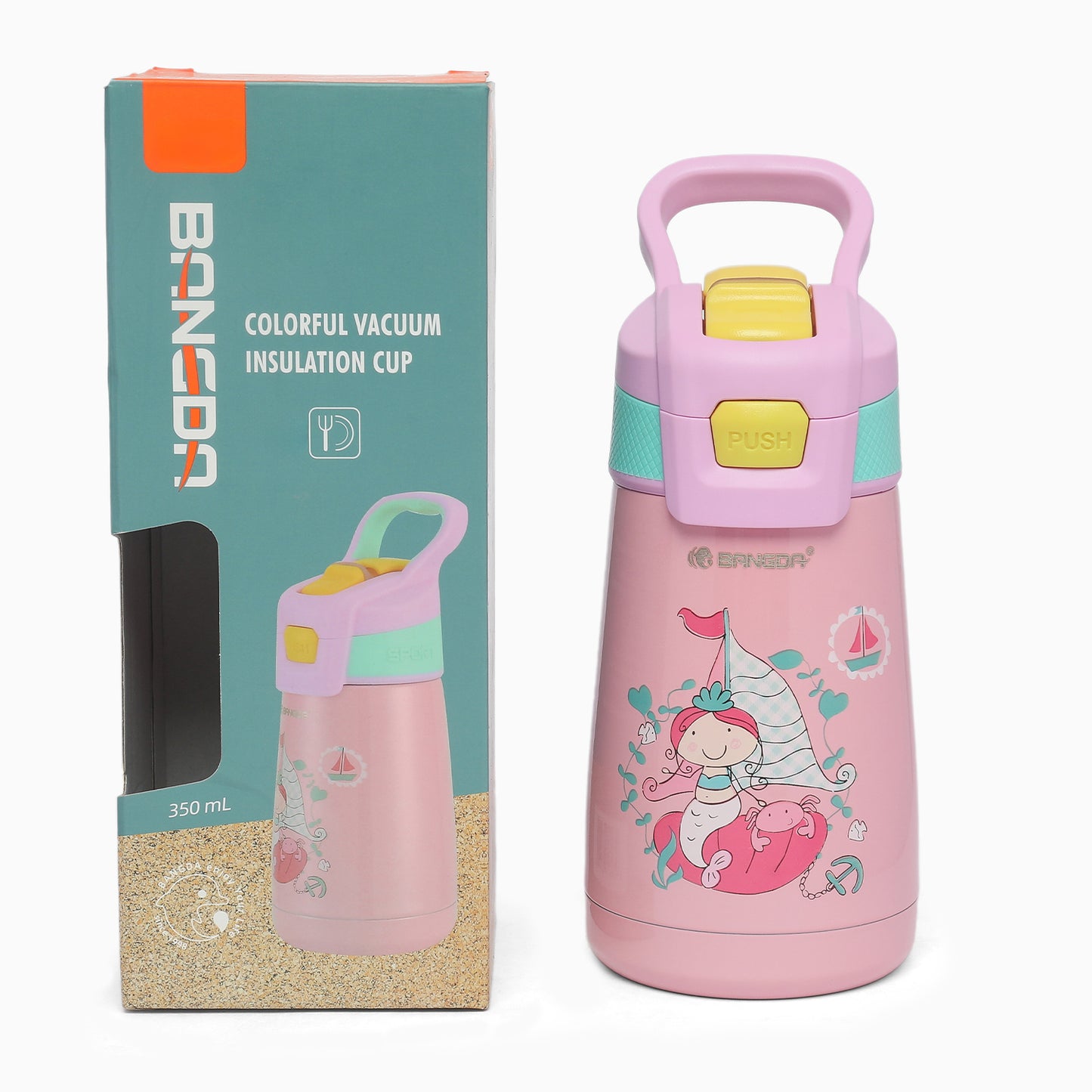 Mermaid Themed 350ml Vacuum Insulation Cup sipper Water Bottle - Kidspark