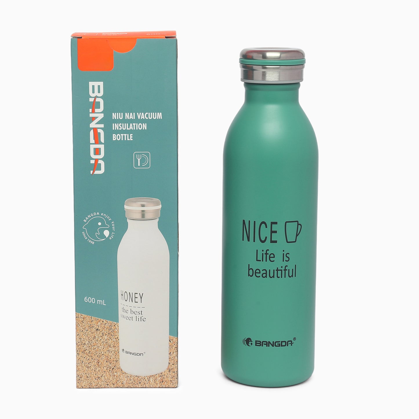 Premium quality insulated vacuum 316 stainless steel thermos bottle 600ml dark green variant - Kidspark