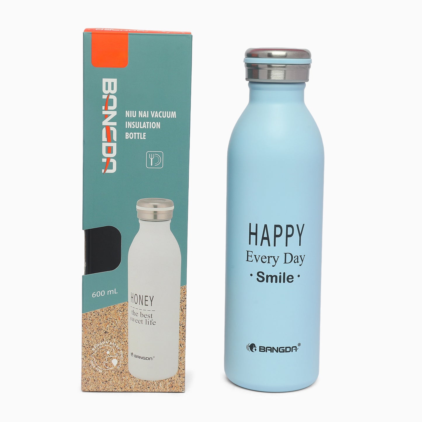 Premium quality insulated vacuum 316 stainless steel thermos bottle 600ml (baby blue) - Kidspark