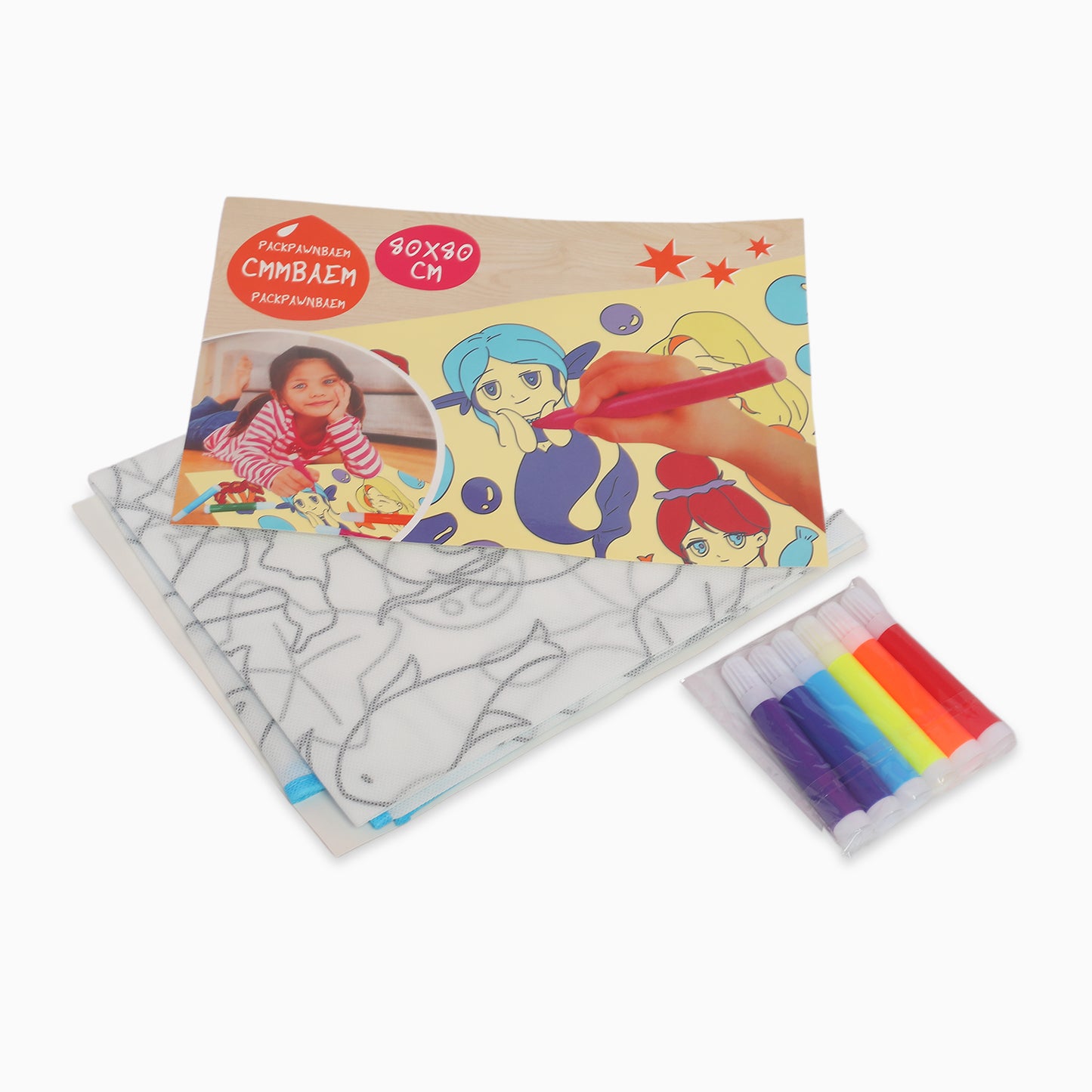 ZORSE Mermaid reusable washable coloring mat for your kids 80 x 80cm with sketch pens - Kidspark