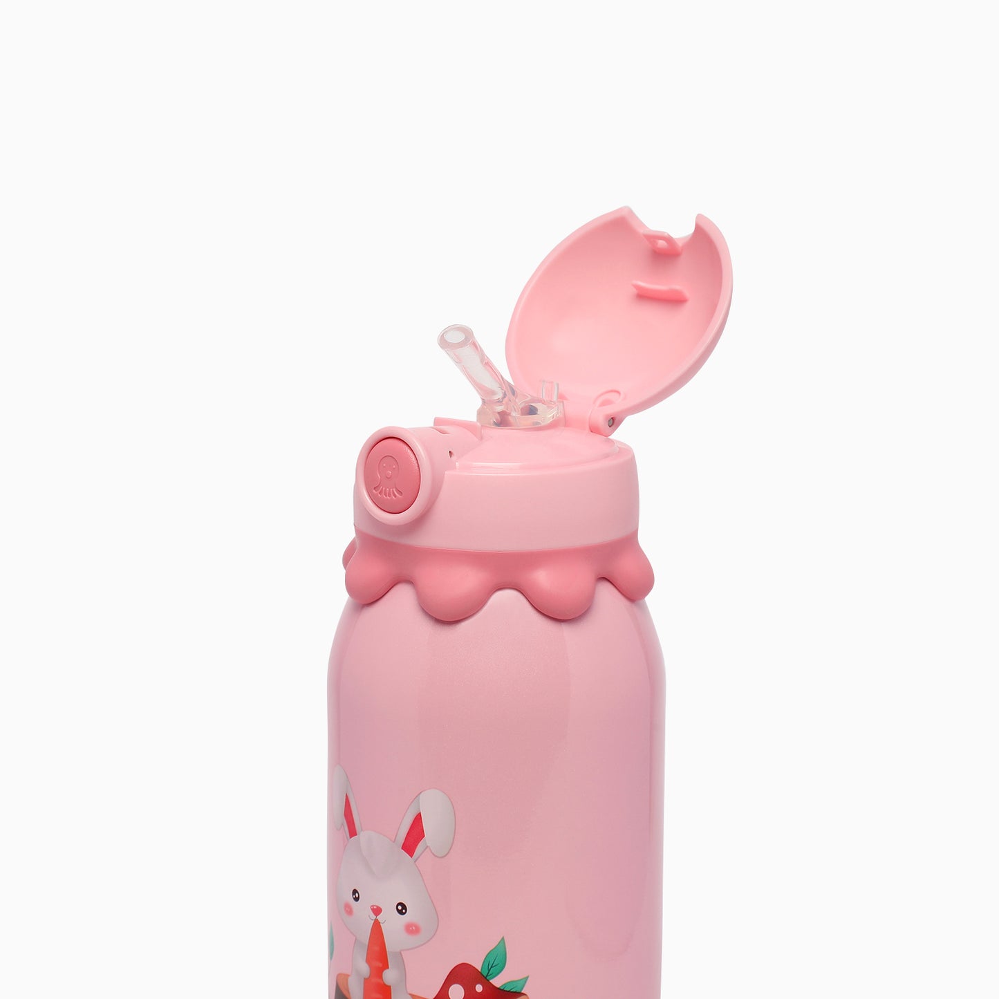 Premium quality Octopus themed vacuum insulated flask sipper bottle with cute cover and straps - 600 ML ( baby pink ) - Kidspark