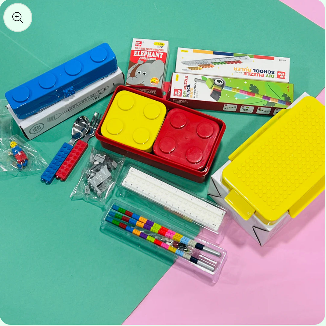 Blocks hamper ✨ includes (block lunchbox,block pencil,block sharpener ,block scale) - Kidspark