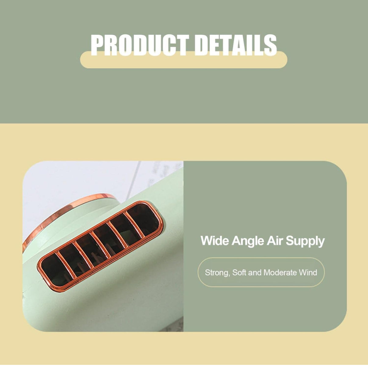 Portable Neck Fan - Hands-Free Personal Fan USB Rechargeable,3 Wind Speed