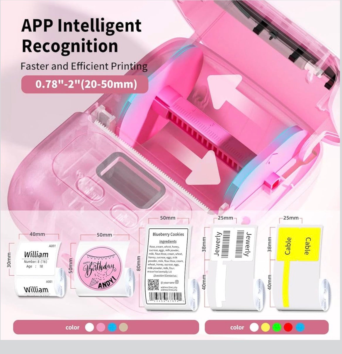 Portable mini wireless 203 dpi thermal label printer