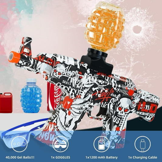 Gel Ball Blaster AKM-47 Fully Automatic electronic gun - Kidspark