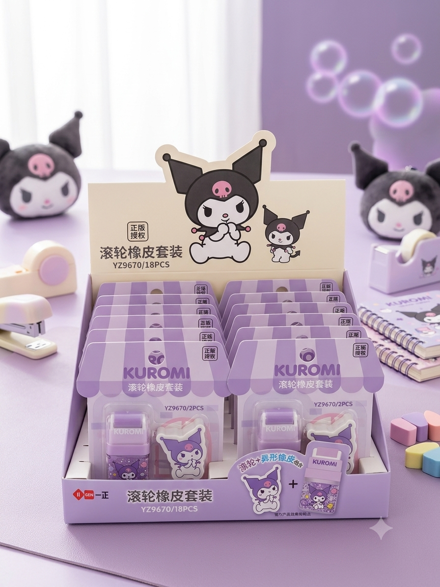 Kuromi roller eraser set