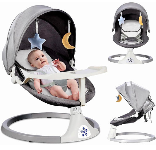Kidspark Baby electric Swing for Infants | 5 Speed Electric Bluetooth | 3 Timer Settings & Pre-Set Lullabies | Portable Remote Control