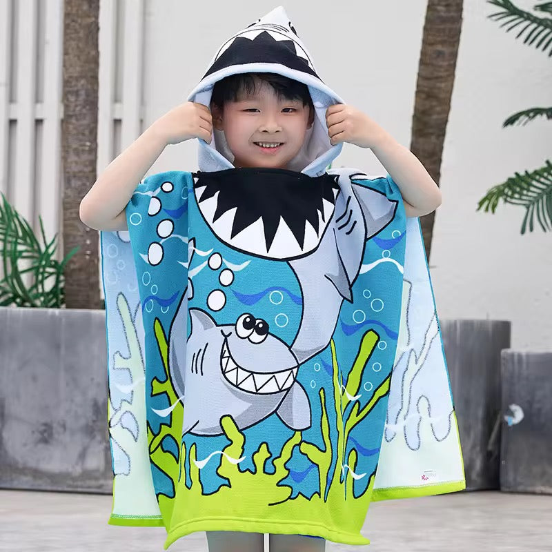 Snuggly Joy: Adorable Cartoon Print Hooded Microfiber Baby Bath Towel - Kidspark
