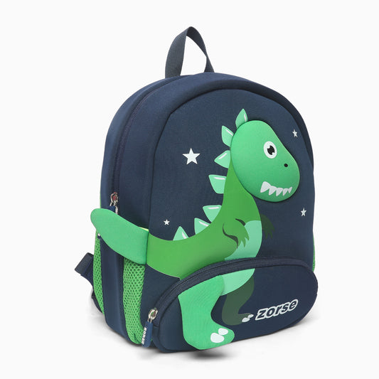 ZORSE Dino Premium Quality 3D dual zip Backpack for kindergarten kids small size (green) - Kidspark