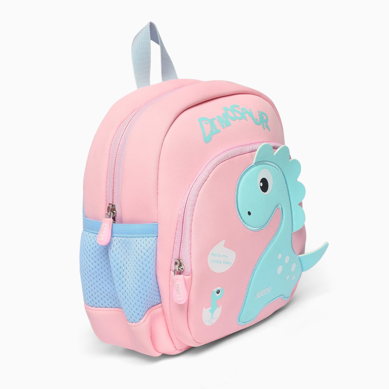 ZORSE Premium Quality 3D Dino dual zip Backpack for kindergarten kids medium size (pink) - Kidspark