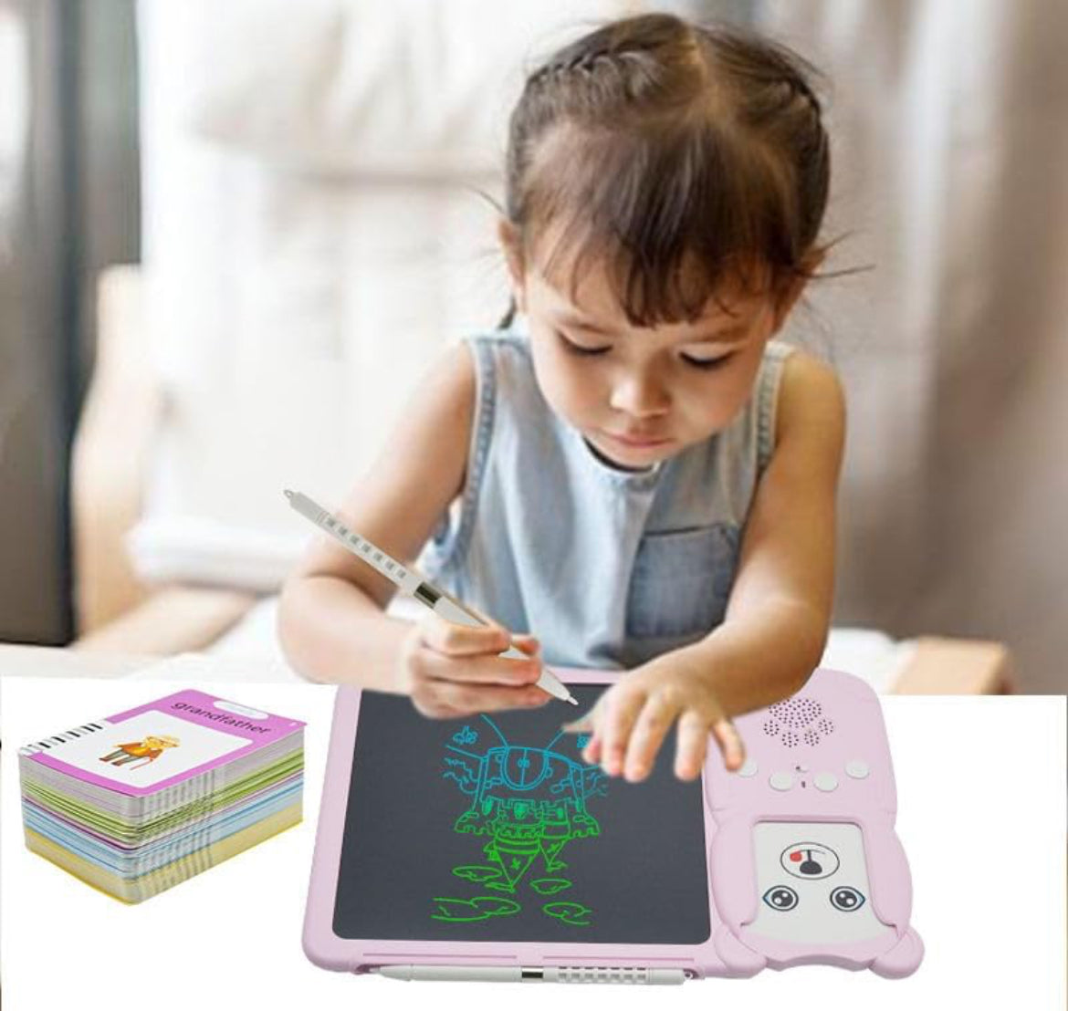 Flash card reader with sound | erasable drawing pad - Kidspark