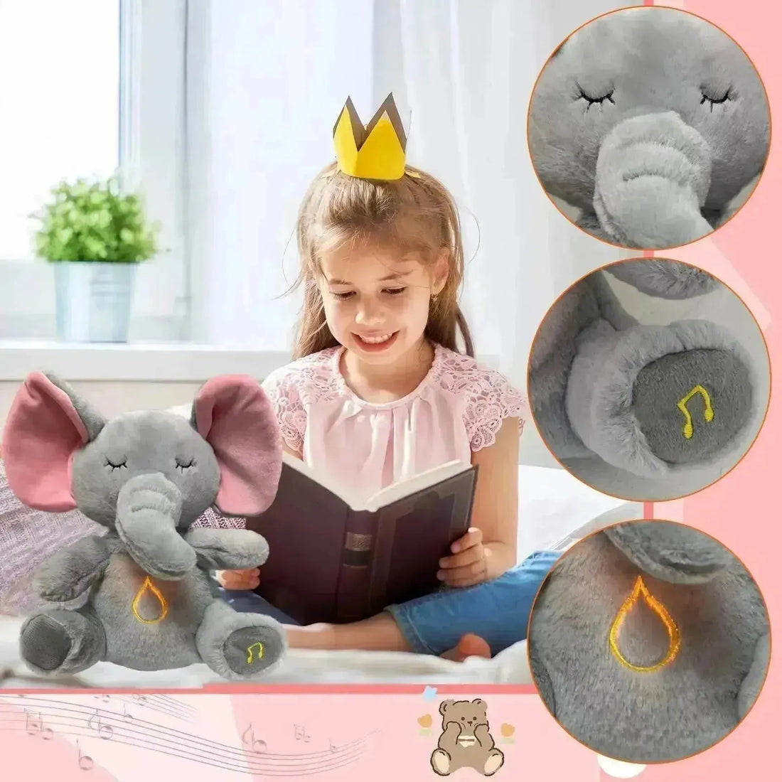 Premium Breathing elephant Plushie with melodious music