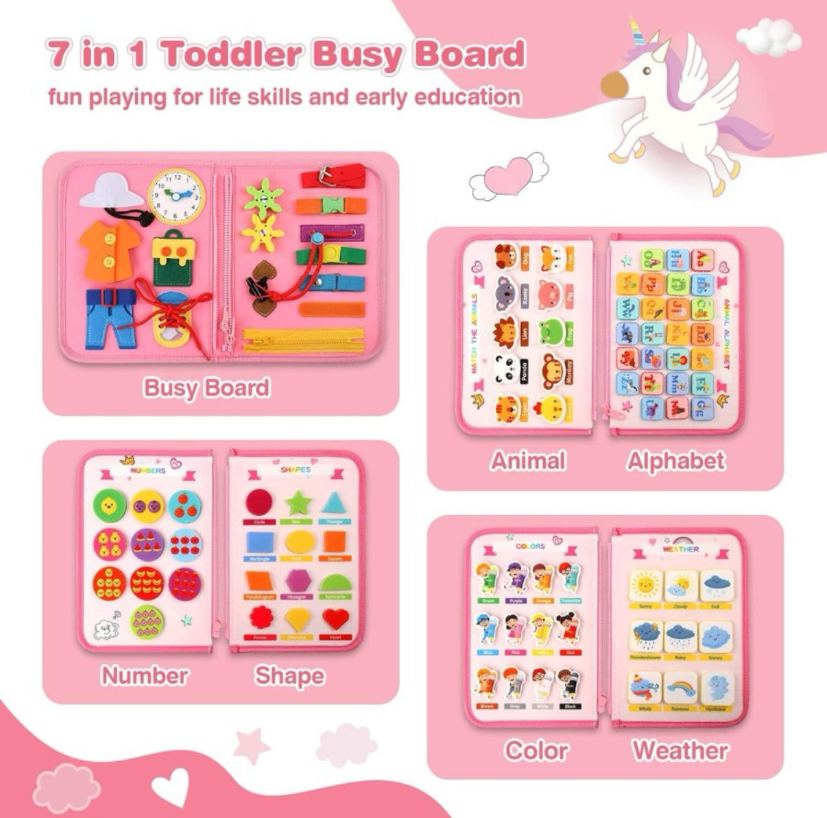 Toddler busy board book- Montessori | 3D learning book 2+