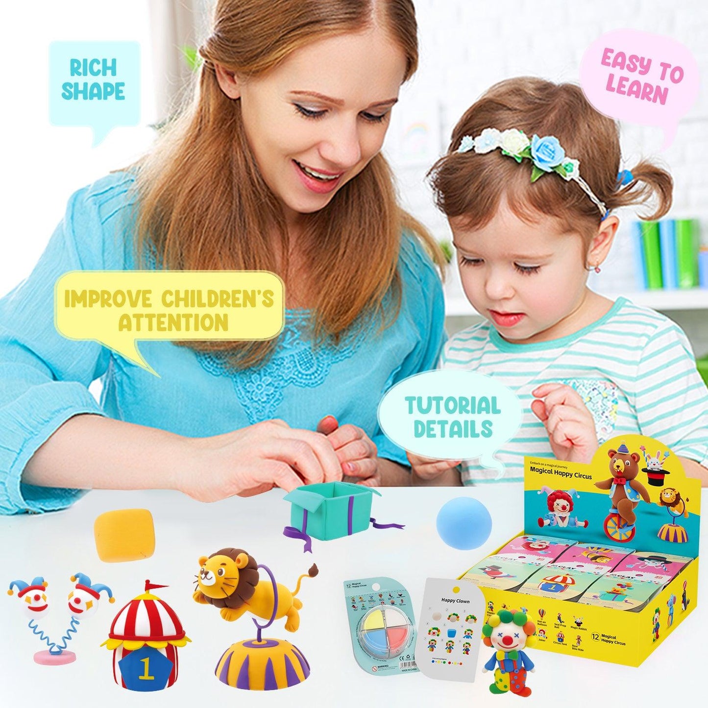 Circus DIY adventure Air Dry Clay 1 pcs - Kidspark