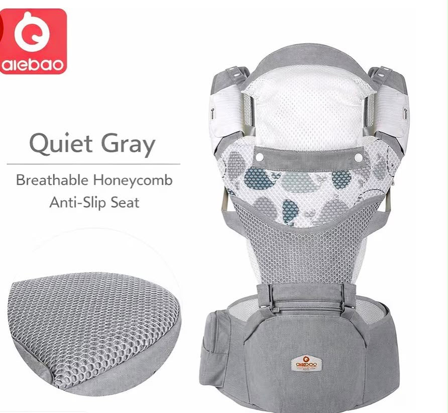 Aiebao premium baby carrier | hip seat | detachable head support | storage