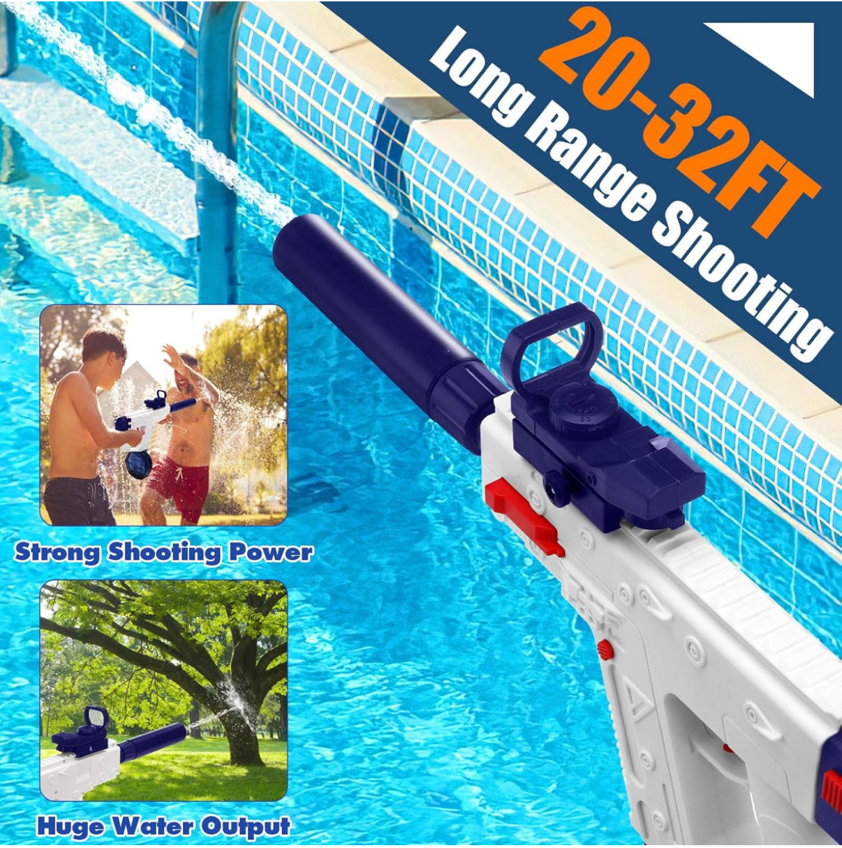 Water Arms - Uzi Smg electronic water gun | 20-32 ft range - Kidspark